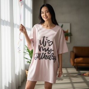 SHEIN Light Pink Birthday Mini Dress
